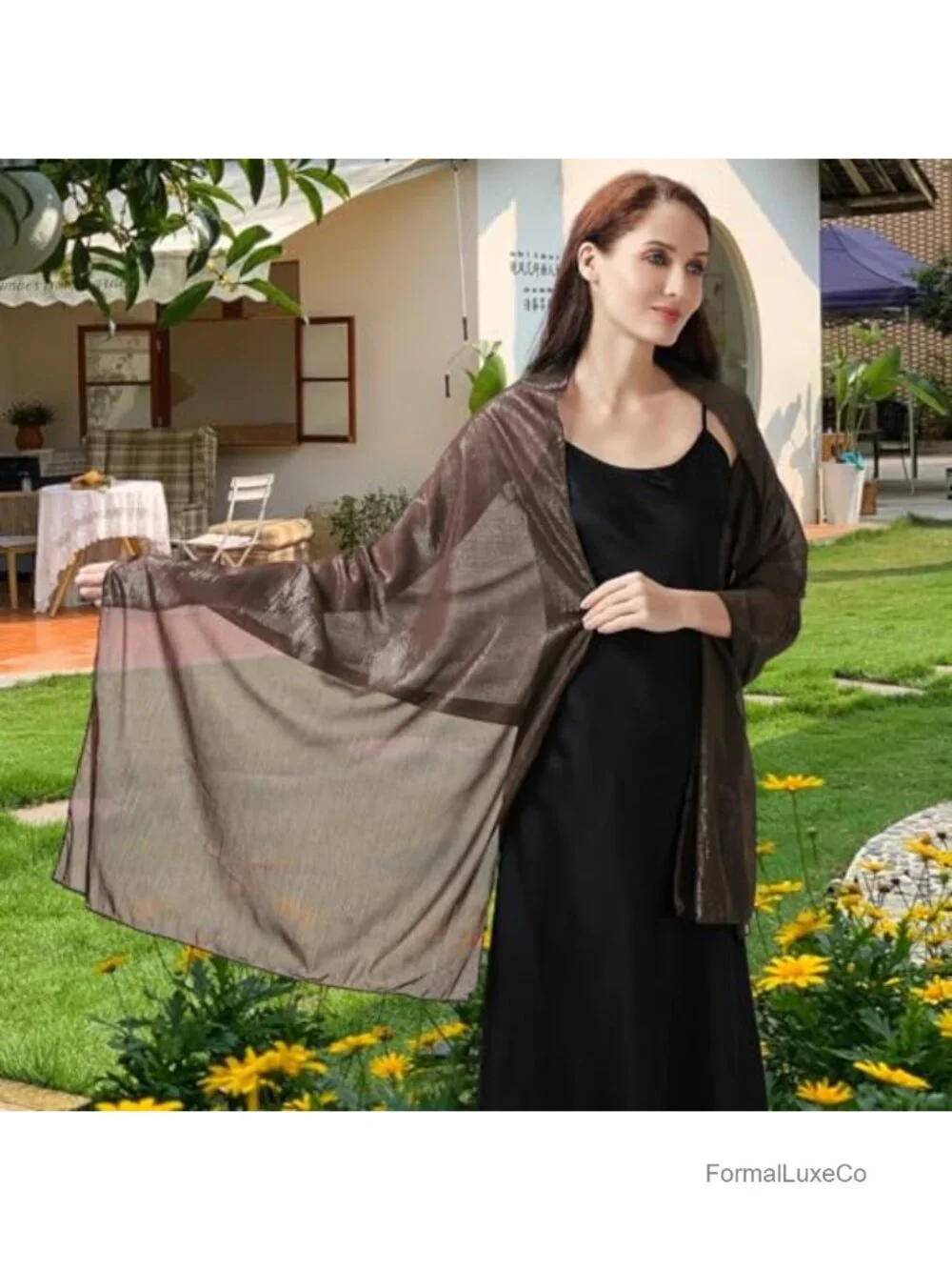 Sheer Chiffon Shawl Wrap for Evening Dress Wedding Accessory Lightweight Drape